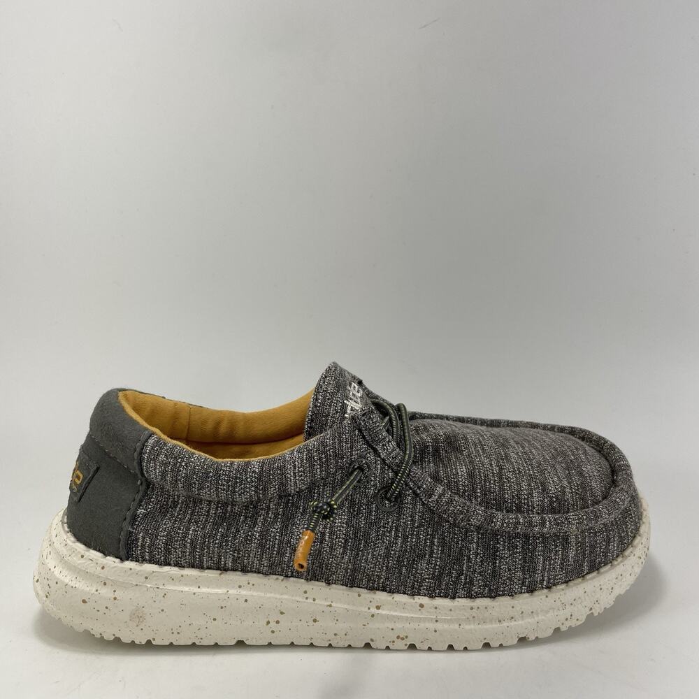 Hey Dude Wally Sox Youth Gray Lightweight Casual Shoes Size 2 Slip On Big Kids